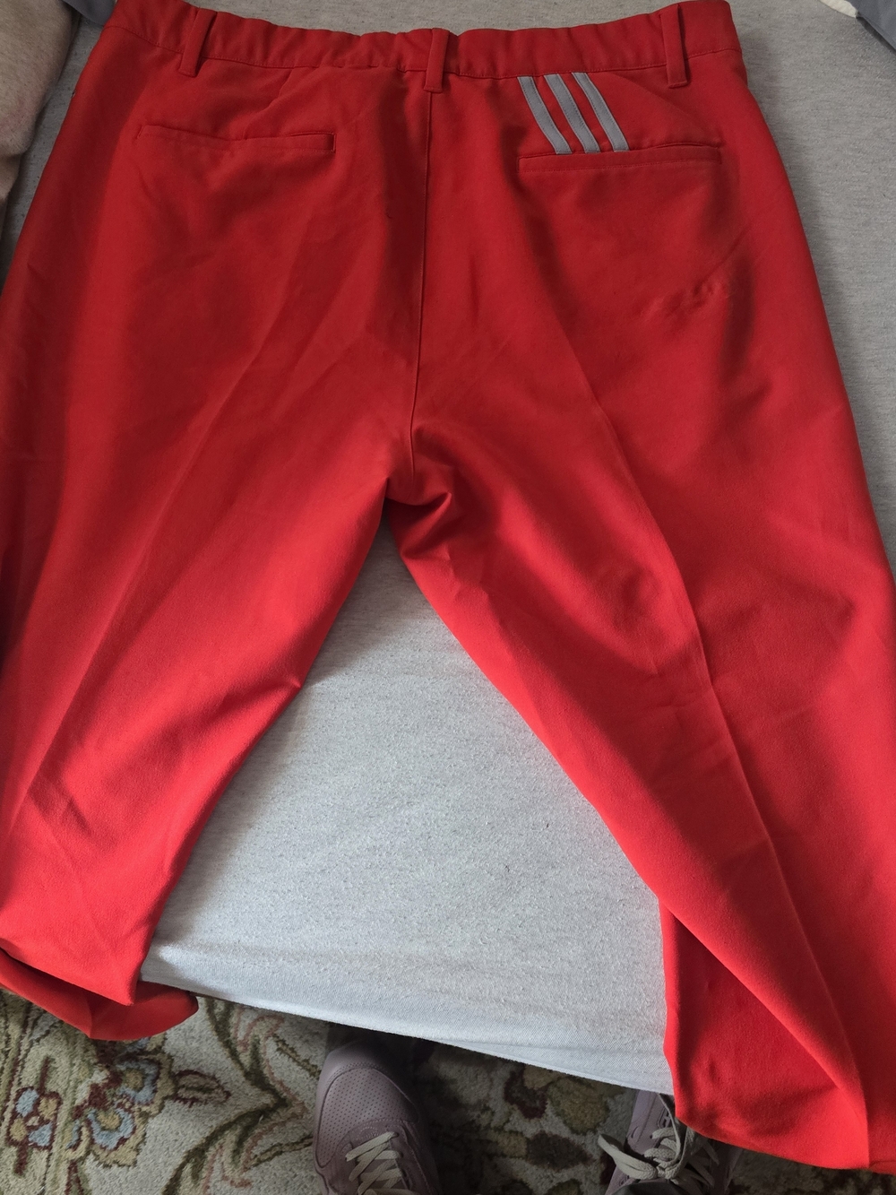 adidas Red Men's Dress Pants with Silver Accent Stripes